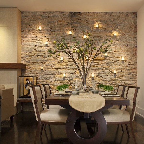 Декоративное оформление стены под камень-песчанник