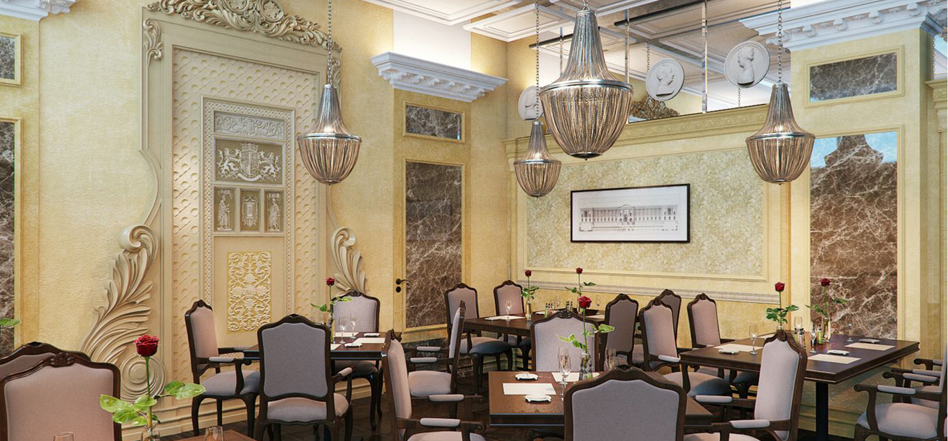 Художественное оформление стены в ресторане